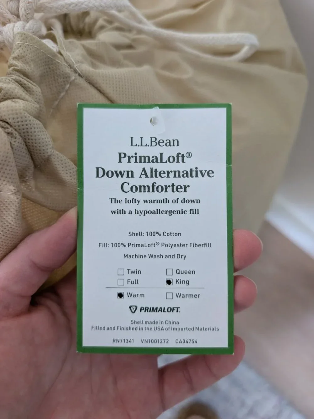 L.L. Bean PrimaLoft King-Sized Duvet Insert